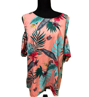 JUNAROSE PINK FLORAL OFF THE SHOULDER TOP